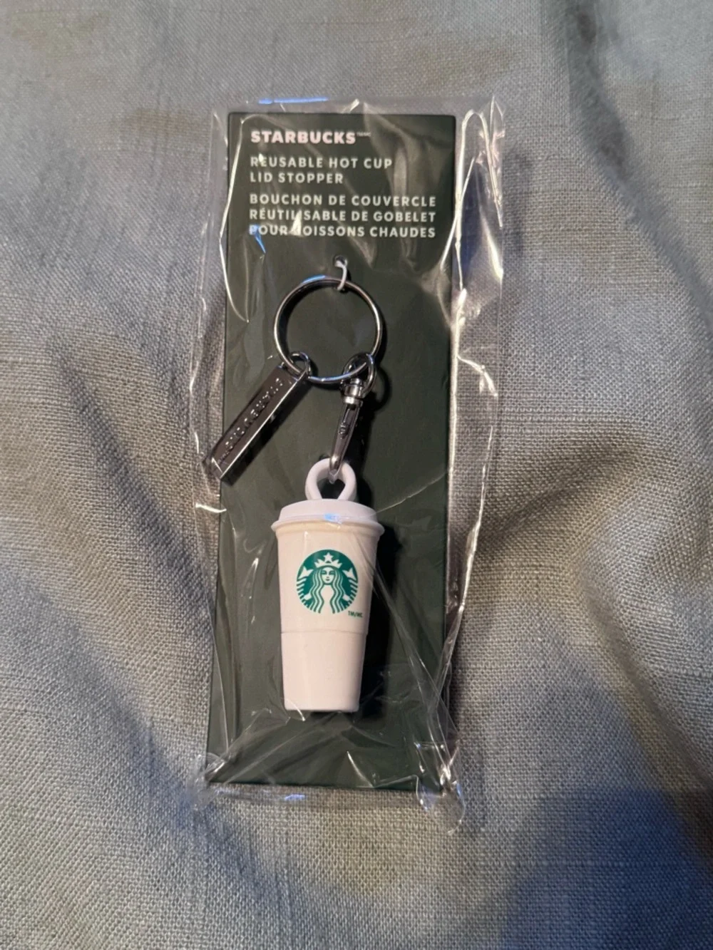 Starbucks White Mini Reusable Cup Keychain with Green Logo